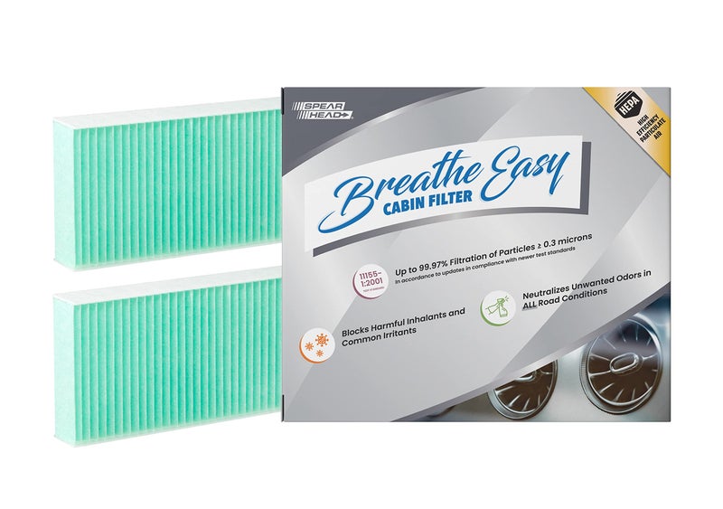 SPEARHEAD فلتر كابينة Spearhead HEPA Breathe Easy Cabin، ترشيح يصل إلى 99.97% لجزيئات 0.3 ميكرون مع عدم تقليل تدفق الهواء (BE-777H) - Image 1